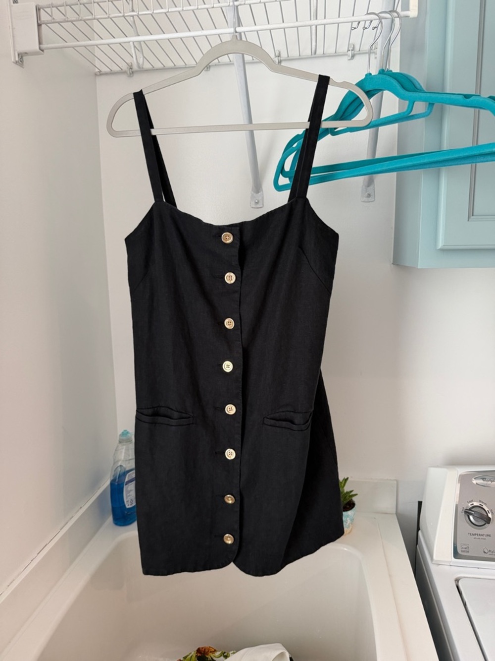 J. Crew Black Button-Front Mini Dress